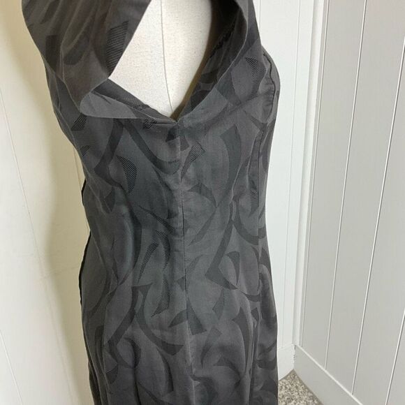 Vintage 80s Young Edwardian Women's Small Black Full Zip Maxi Dress Short Sleeve - Picture 6 of 16